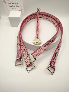Brahmin Fearless Pink Ainsley Replacement pair of straps and hang fob medallion